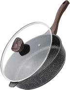 Kordisen Nonstick Deep Frying Pan with Lid, 10 Inch Non Stick Skillet, Saute Pan for Cooking, Healthy Induction Cookware, PFOA Free