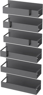 6 Pack Magnetic Spice Storage Rack Organizer for Refrigerator and Oven, Dark Gray Fridge Organizers and Storage