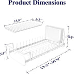 Kitsure Dish Drying Rack - Expandable Dish Rack for Kitchen Counter, Over Sink Or in Sink, Space-Saving Plates Dryer with Cutlery Holder & Drip Tray, 14.0"-20.9" L x 6.3" W x 8.0" H, White