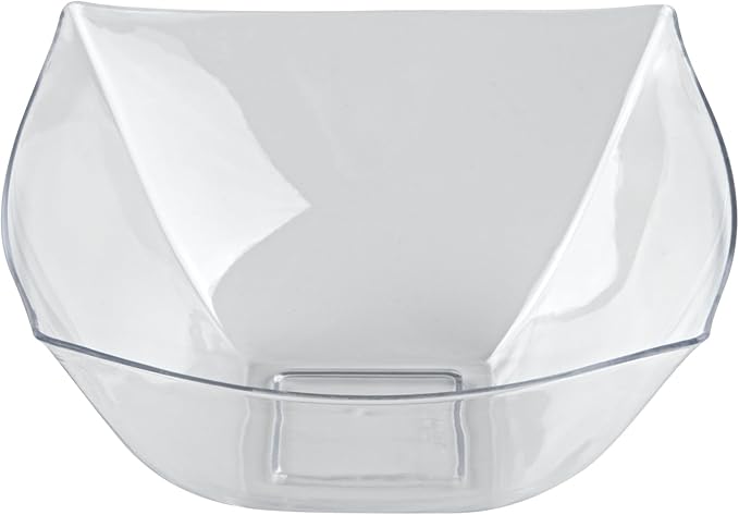 Restaurantware-Moderna 8 Ounce Fancy Plastic Bowls, 10 Square Disposable Salad Bowls - Durable, Heavy-duty, Clear Plastic Bowl, For Warm And Cold Foods