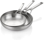 Stainless Steel Pan Set, All Cooktops Up to 600℉,Tri-Ply Stainless Steel Frying Pan Set, 8"+10"+12", Chef's pan,Skillets, Nontoxic Fast & Even Heat