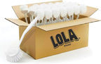 LOLA Dish Brush w/Scraper, 144 Pack, Durable Fiber Non-Scratch Bristles, Ergonomic Non-Slip Grip Handle, for Baked-on & Caked-on Messes