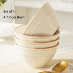 Ceramic Small Bowls Set 4-Piece, 12 OZ Farmhouse Vintage Ramekins Bowl for Salad Dessert Yogurt Dipping, 4.7 In Porcelain Bowl Microwave Dishwasher Safe, Misty White Christmas Gift
