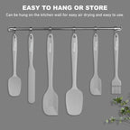 NileHome Silicone Spatula Set, 6 Pieces Food Grade Kitchen Utensils with Silicone Brush Heat Resistant Dishwasher Safe BPA-Free Rubber Spatula for Scraping, Baking, Cooking, Mixing-Grey