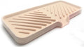 Happitasa Silicone Soap Dish Tray and Sponge Holder with Drain Chute and Feet | 3-Way Sloped Design | Bathroom and Kitchen Sink Organizer Caddy (Sand Dollar, 10"x4", 7.8 Ounces)