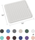ZLR Silicone Dish Drying Mat 12" x 12" Square - Small Heat Resistant Trivet & Countertop Protector for Air Fryer, Coffee Maker - Waterproof Kitchen Drain Pad for Cups, Fruit (Milk White)