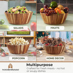 Woodenhouse Wooden Bowls, Wooden Salad Bowl Set of 3 - Round Design Large Salad Bowl Set for Serving, Handmade, Durable and Stylish Natural Wood Dining Accessory