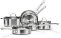 Stainless Steel Cookware Set,Tir-Ply Pots and Pans Set,10 Pcs Stainless Steel Induction Kitchen Cookware Sets,PFOA Free, Frying Pans, Butter warmer,Saute Pan & Stock Pot,Compatible with All Cooktops
