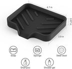 2 Pack Silicone Soap Dish, Self Draining Soap Dish, Non Slip Bar Soap and Sponge Holder for Bathroom Kitchen Sink Counter Organizer, Easy to Clean Soap Tray Waterfall Soap Saver 4.7"×3.9"