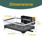 LIYI Dish Rack for Kitchen Counter,Stainless Steel Drying Rack,304 Stainless Steel with Drainage Plate,Large Capacity Utensil Storage System,Intelligent Drainage and Deflector Structure,Black