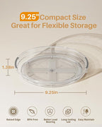 LAMU 2 Pack Lazy Susan Organizer 9.25 inch Lazy Susan Turntable for Cabinet, Rotating Spice Organization for Cabinet, Kitchen, Table Top, Countertop, Pantry Fridge Organizers and Storage, Clear