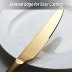 Quality Material Silverware Set with Squared Edge,18/10 Stainless Steel Cutlery Set,20 Piece Flatware Set,Service for 4,Dishwasher Safe(20)(gold)