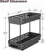 Pull Out Spice Rack Organizer for Cabinet, 3 Packs Slide Out Spice Racks Organizer, Spice Cabinet Organizers, Cabinet Size Need:12'' Highx11'' Deepx5'' Wide,Each Tier Hold 10 Spice Jar - 2 Tier, Black