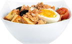 Restaurantware-Moderna 8 Ounce Fancy Plastic Bowls, 10 Square Disposable Salad Bowls - Durable, Heavy-duty, White Plastic Bowl, For Warm And Cold Foods