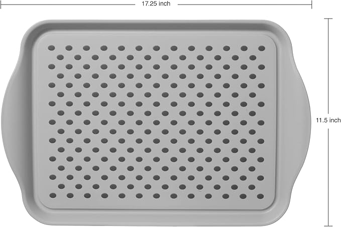 OGGI Anti Slip Serving Tray with Handles- Gray Rectangle Tray - Ideal Tray for Eating, Breakfast Tray, Food Tray, Appetizer Tray, Serving (Pack of 3), 5504.10