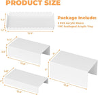 Food Display Stands, 4 PCS Acrylic Buffet Risers for Party Table, U-Shaped Tiered Acrylic Display Risers for Catering Dessert Drink Party Supply, Scalloped Serving Tray for Cupcake Fruit (Glossy White 4 PCS)