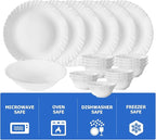 Borosil Gourmet Dinnerware Set For 6, 19 Pieces, White Dinner Plates and Bowls Sets, Chip Resistant Tempered Opal Glass, Stain Resistant, Dishwasher & Microwave Safe Dinner Set For Gifting, Serves 6