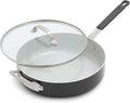 GreenPan x Bobby Flay 4.5QT Nonstick Saute Pan with Glass Lid, PFAS-Free Diamond Ceramic, Induction Suitable, Stay-Cool Silicone Handle, Easy Clean Dishwasher & Oven Safe, Graphite