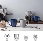 AmorArc 16oz Coffee Mugs Set of 6, Large Ceramic Coffee Mugs for Men, Women, Dad, Mom, Modern Coffee Mugs With Handle For Tea,Latte,Cappuccino,Cocoa. Dishwasher&Microwave Safe, Matte Blue