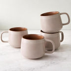 Ava Nord Small Ceramic Coffee Mugs Set of 4 | 8 oz Stoneware Coffee Cups | Lead-Free, Non-Toxic | Microwave & Dishwasher Safe | Comfortable Handle | Aesthetic Nordic Design for Cappuccino | Rose Sand