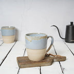 Bosmarlin Ceramic Coffee Mug Set of 4, 16 Oz, 5 Colors to Choose, Tea Cups, Dishwasher and Microwave Safe, Reactive Glaze (Light Blue)