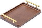 XZHXFX Bamboo Serving Tray with Gold Handles, Food Tray for Breakfast,Coffee Table,Dinner & Bar, Decorative Tray for Kitchen, Bedroom (Small)
