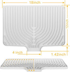 Silicone Drying Mat for Kitchen Counter , Dish Drying Rack Matt with Built in Drain, 18 Inch Dry Mats for Dishes Drying Pad for Kitchen Counter (18×12inch, white)