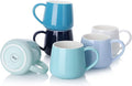 Sweese Porcelain Coffee Mugs Set of 6, 12 Ounce Coffee Cups with Handle for Coffee, Tea, Cocoa, Blue Assorted Colors Coffee Mugs with Modern Design for Great Gift Option, Microwave Safe