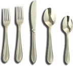 Champagne Silverware Set, 20-Piece Stainless Steel Champagne Flatware, 18/0 Stainless Steel Utensils, Dishwasher Safe, Modern Tableware for Home & Kitchen Dining