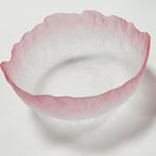 Glass Salad Bowl Irregular Lotus Flower Shape Serving Bowls, Mixing Nut Bowls for Kitchen Fruist, Snack, Dessert, and Ice Cream Candy Dishes (Crystal Gradient Pink, Set of 3 (L,M,S))