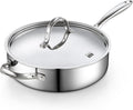 Cooks Standard Multi-Ply Clad Stainless Steel Saute Pan 10.5 Inch, 4 Quart Deep Frying Pan Skillet with Lid, Induction Cookware, Stay-Cool Handle