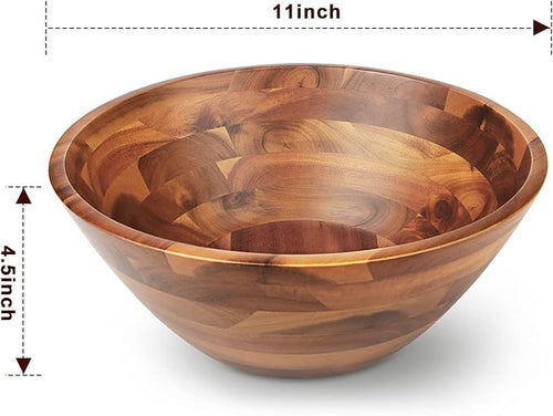 AIDEA Acacia Wood Serving Bowl for Fruits or Salads, 11" Diameter x 4.5" Height, Wooden Single Salad Bowl