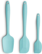 Silicone Spatula 3‑Piece Set Heat Resistant 600°F Non‑Stick Rubber Spatulas with Stainless Steel Core ALLWIN HOUSEWARE Large Spatula, Spoonula & Mini Spatula for Cooking & Baking, Aqua Sky