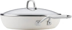 KitchenAid Hard Anodized Ceramic Induction Nonstick Cookware Frying Pan/Skillet with Lid, Dishwasher Safe, 12.25 Inch Non Stick Fry Pan with Stainless Steel Handle - Porcelain White