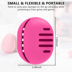Fauxomor Makeup Sponge Holder,Double-sided 5-line Vented Silicone Beauty Make Up Blender Case for Travel,Shatterproof Make-Up Sponge Travel Case for All Sponges Reuse Easy Carry,Rose Red