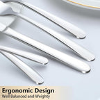 Pleafind 60-Pcs Silverware Set Service for 12, Premium Stainless Steel Flatware Set, Include Forks Spoons and Knives Set, Mirror Polished Cutlery Utensil Set for Home Restaurant, Dishwasher Safe
