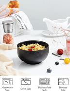 Yedio Black Ceramic Bowls Set of 4, 38 oz Porcelain Large Bowl for Kitchen, Cereal, Soup, Dessert, Rice, Snack, Fruits, Ice Cream, Noodle,Breakfast, Microwave Dishwasher Freezer Oven Safe