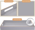 MAONAME Gray Serving Tray with Handles, Rectangular Decorative Tray, Modern Coffee Table Trays, Plastic Ottoman Trays for Bathroom, Decor, 15.7” x 11.8” x 1.57"