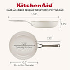 KitchenAid Hard Anodized Ceramic Induction Nonstick Cookware Frying Pan/Skillet, Dishwasher Safe, 10 Inch Non Stick Fry Pan with Stainless Steel Handle - Porcelain White