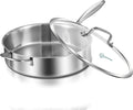 LOLYKITCH 10 Inch Tri-Ply Stainless Steel Sauté Pan with Lid,3 QT Deep Frying Pan,Small Skillet,Jumbo Cooker,Induction Cooking Pan,Dishwasher and Oven Safe,Detachable Handle