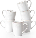 famiware Coffee Mugs Sets for 6, 12 oz Mug Set, Coffee Cups with Handle for Coffee, Tea, Cocoa and Milk, Microwave and Dishwasher Safe, White Floral