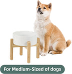 Havniva Ceramic Raised Dog Bowl Set, Elevated with Stand, Food and Water Bowl for Medium Breed Dogs, Weighted Dog Dishes, Pet Bowl(7.3'',41OZ, White)