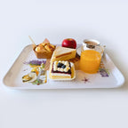 Large Serving Platter Melamine Trays 2 Pack Stackable Food Tray with Floral Print for Gift, Party, Decor, Home, Restaurant (Purple Lavender, Large)