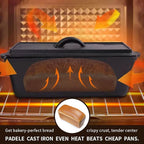Cast Iron Bread Pan with Lid - 2LB Capacity (13x5 Inch) Large Pullman Loaf Pan for Homemade Bread - Non-Stick，Dual Handle, Pre-Seasoned, Rust-Resistant (Black-Cast Iron)