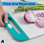 GORILLA GRIP BPA-Free Reversible Kitchen Cutting Board Set of 3, US Designed, Nonporous, Juice Grooves Catch Liquid, Slip Resistant Border, Dishwasher Safe Durable Large Food Chopping Boards Turquoise