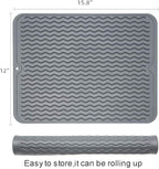 ZLR 2 Pcs Silicone Dish Drying Mat & Heat Resistant Trivet (12" x 16") - Waterproof Counter Protector for Coffee Maker - Non-Slip, BPA Free Kitchen Pad, Easy Clean Dishwasher Safe (Dark Gray)