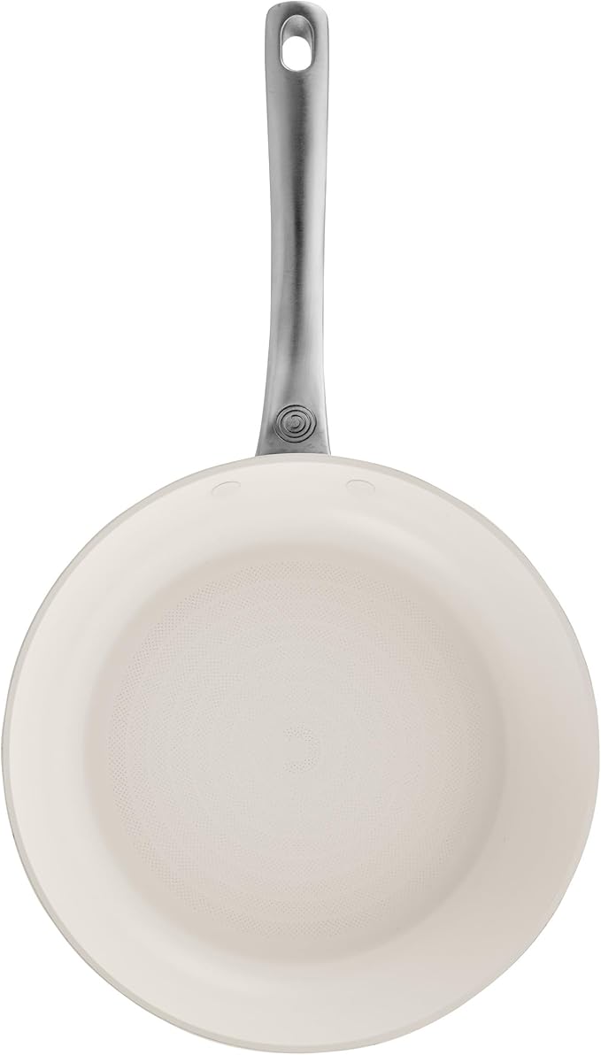 Circulon Halo with LaserDefense Ceramic Nonstick Frying Pan, Compatible with All Stovetops, Made without PFAS, Dishwasher and Oven Safe, 10 Inch Skillet - Pearl White