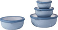 Mepal Cirqula Set of 4 Multi Food Storage and Serving Bowls with Lids, Food Prep Containers, Shallow, Nordic Blue, 1 each (350ml|12oz), (750ml|25oz), (1250ml|42oz), (2250ml|76 oz), 1 Set