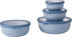 Mepal Cirqula Set of 4 Multi Food Storage and Serving Bowls with Lids, Food Prep Containers, Shallow, Nordic Blue, 1 each (350ml|12oz), (750ml|25oz), (1250ml|42oz), (2250ml|76 oz), 1 Set