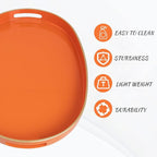 MAONAME Orange Decorative Tray, Oval Serving Tray with Handles, Plastic Trays for Coffee Table, Ottoman Trays for Living Room, Bathroom, 15.6" X 10.6" X 1.4"